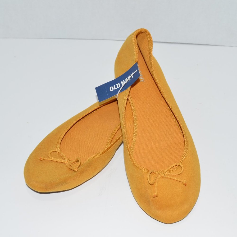 Old Navy Womens 10 Yellow Suede Bow Ballet Flats NWT Never Worn
